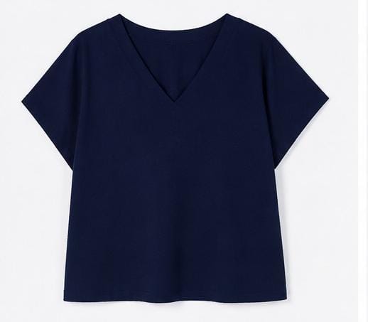 Camisole à Manche Continue Bleu Nuit – Col V Plat